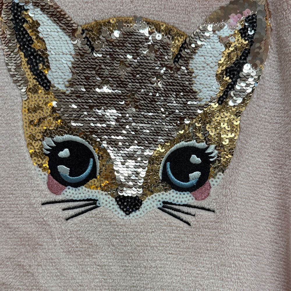 H&M Pink Fleece Sweatshirt with reversible Sequin Fox sz 8-10 - Picture 4 of 10